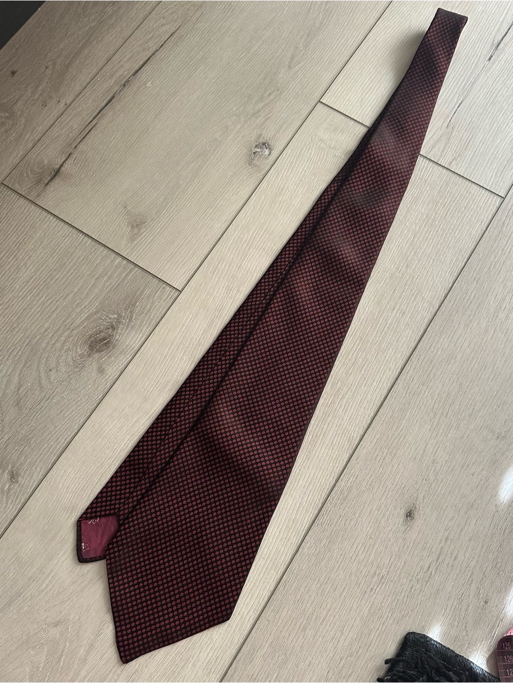 Oleg Cassini Vintage Burgundy Black Geometric Tie